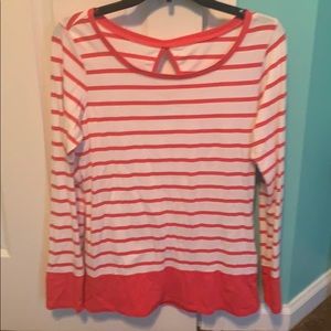 Long stripe tee, coral stripe